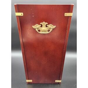 Vintage Wood Wastebasket w/ Brass Handles & Brackets – Executive Office Decor